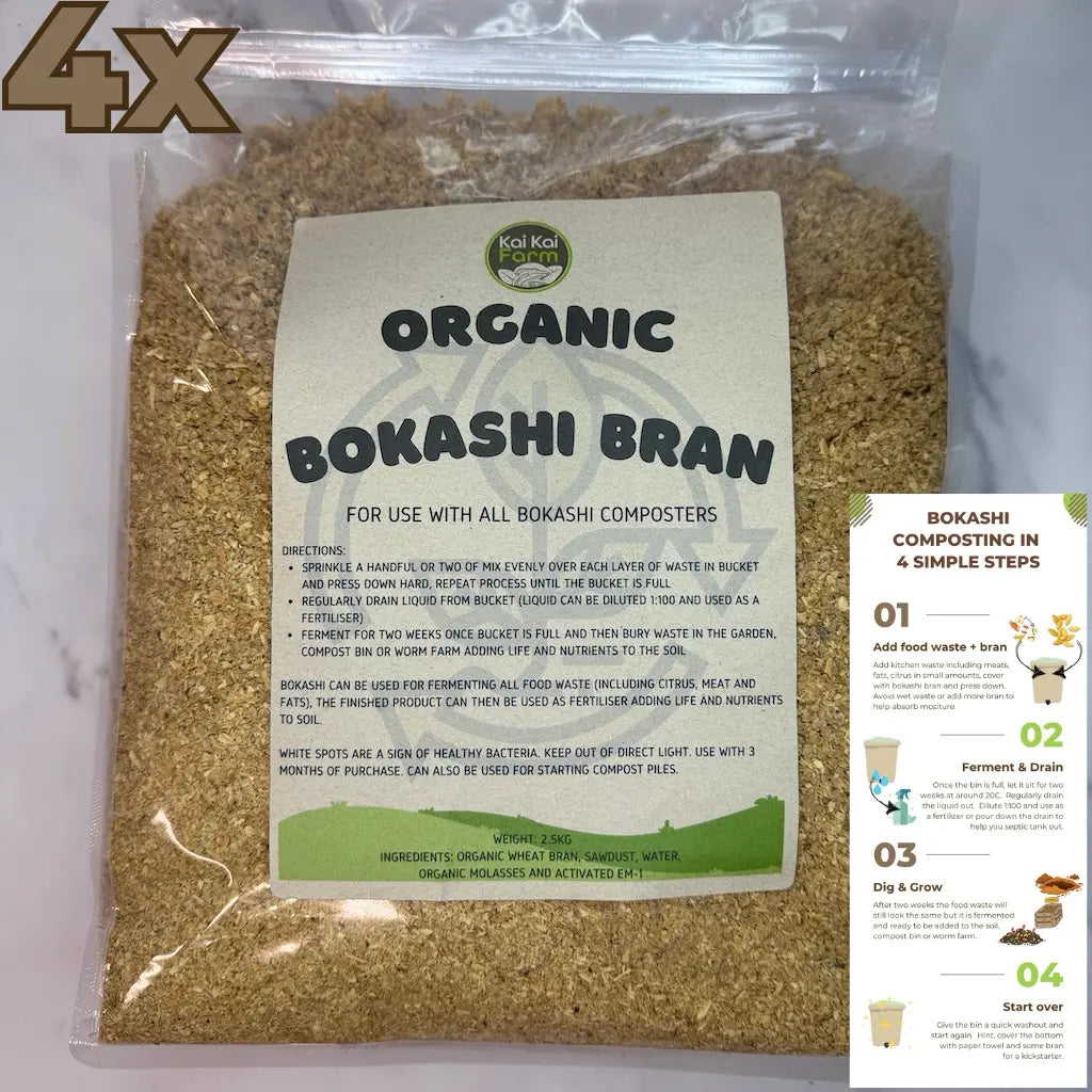 4X 2.5KG Bag Of Organic Bokashi Bran Made With EM-1 Effective Microorganisms, Organic Wheat Bran, Sustainable Grown Pine, Gypsum and Water