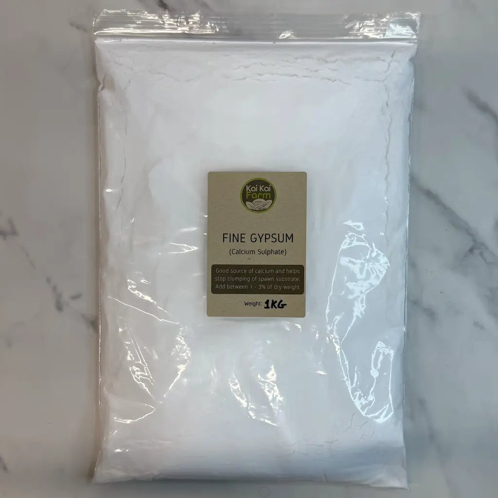 1KG resealable bag of fine grade gypsum for mushroom spawn supplementation