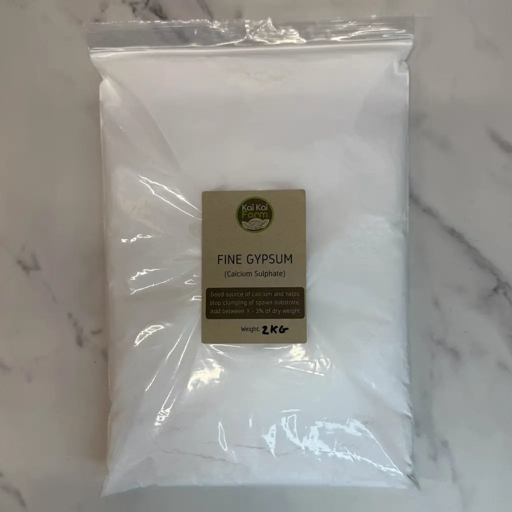 2KG resealable bag of fine grade gypsum for mushroom spawn supplementation