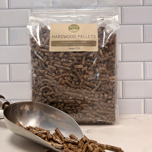 2KG bag of hardwood fuel pellets used for mushroom substrate