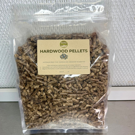 2KG bag of hardwood fuel pellets used for mushroom substrate