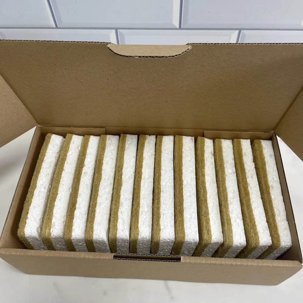 12 Pack Natural Coconut & Wood Fibre Sponges | Compostable & Plastic-Free Kai Kai Farm