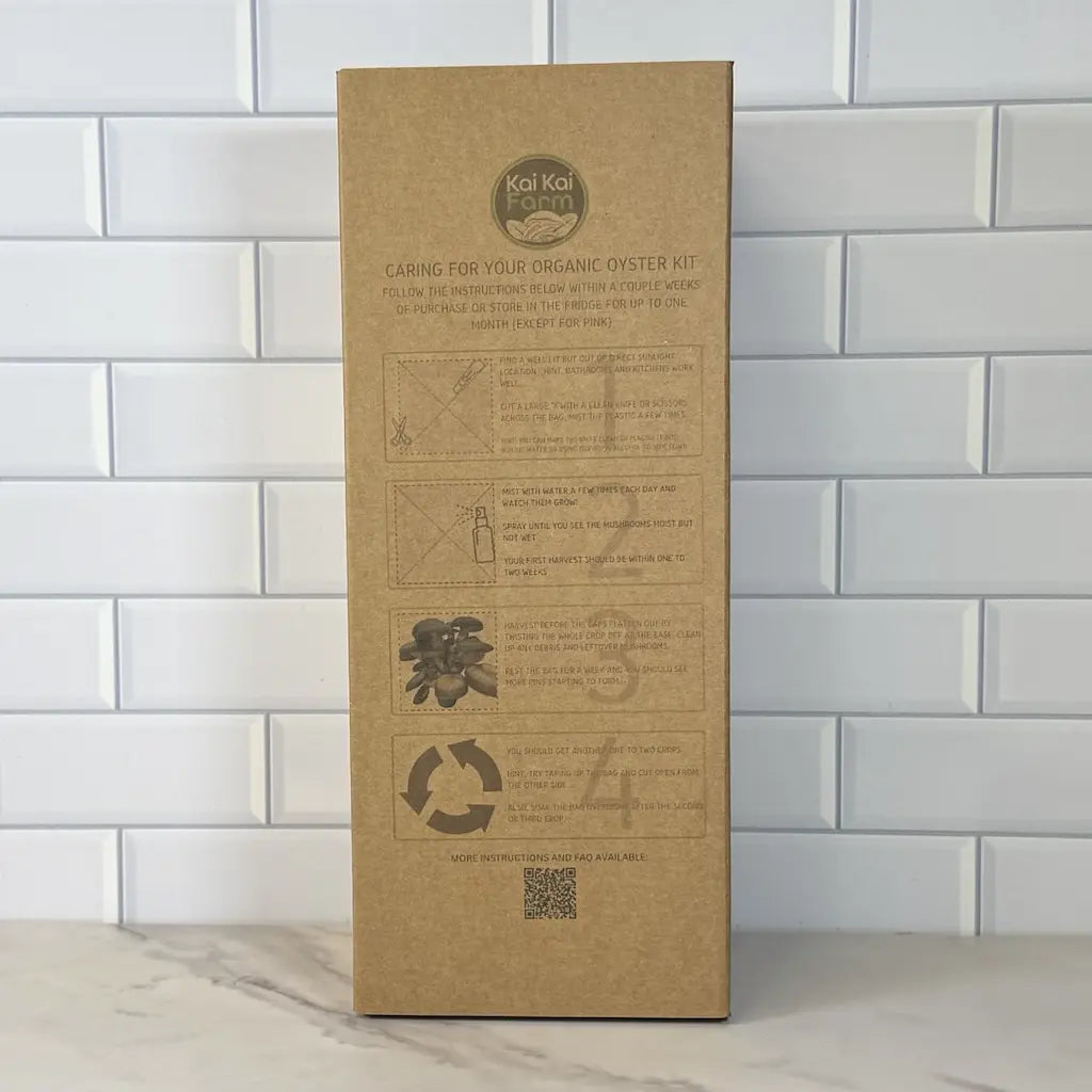 Rear Of Organic Oyster Mushroom Grow Kit Box