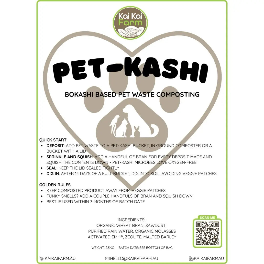 Pet-Kashi | Organic Pet Waste Bokashi Bran | Microbial Composting Catalyst Kai Kai Farm
