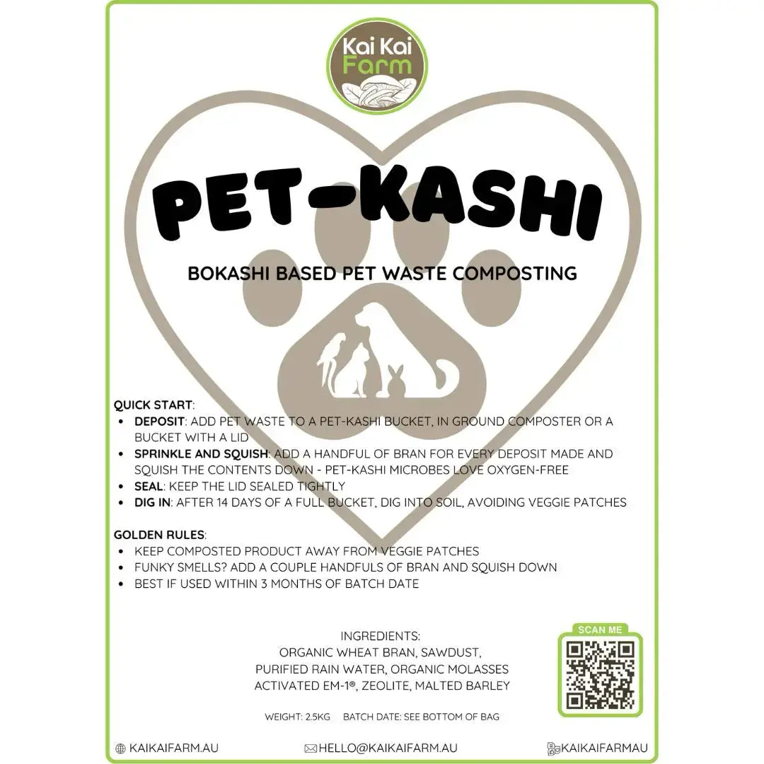 Pet-Kashi | 2.5KG Organic Pet Waste Composting Bokashi Bran | Microbial Catalyst Kai Kai Farm