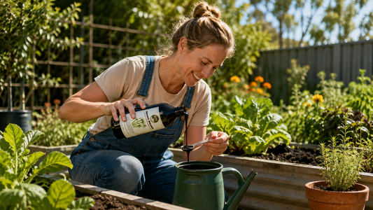 australian farmer using blackstrap molasses for her garden
