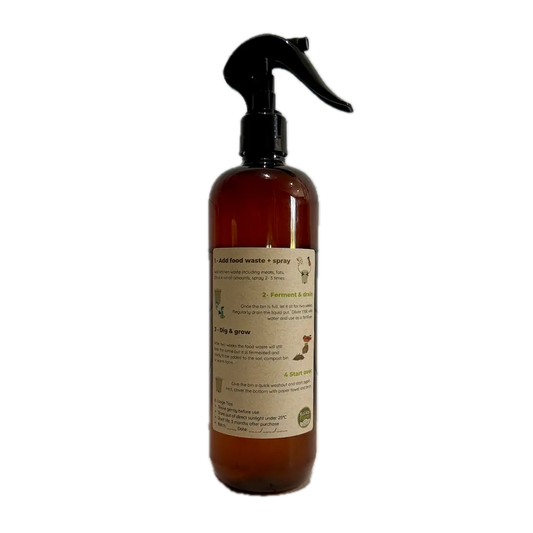 Bokashi Spray - 500mL Compost Accelerator Back Label Instructions