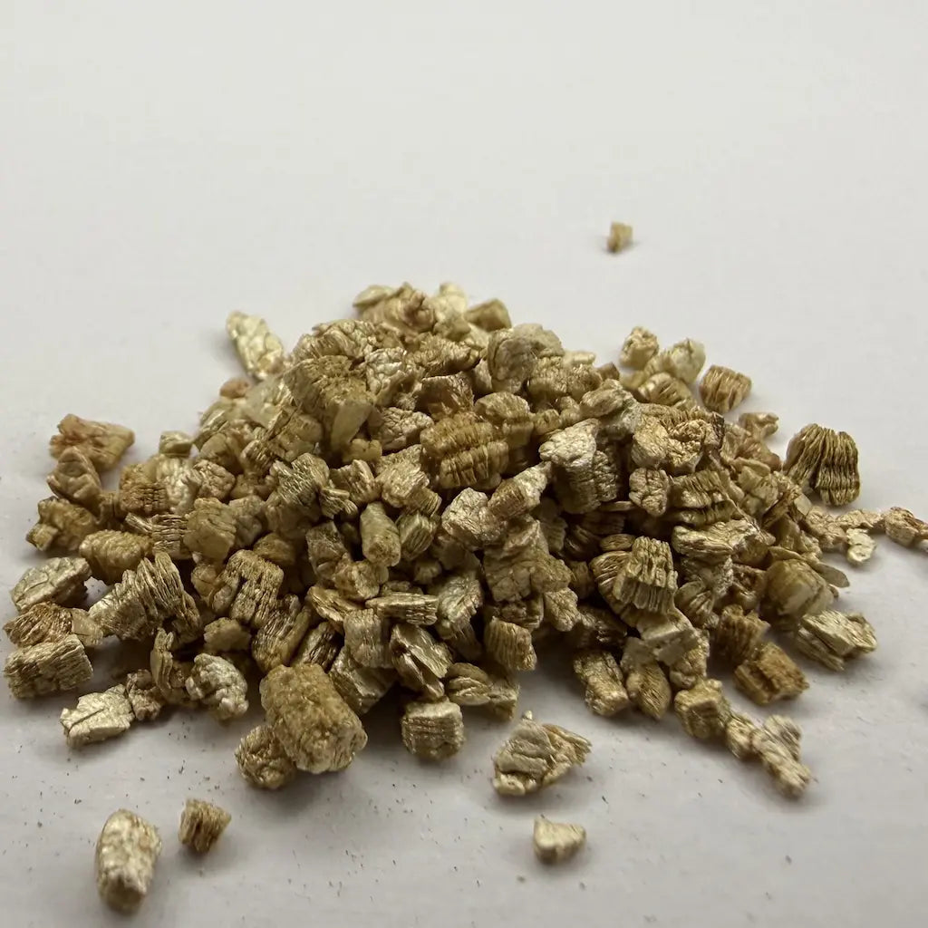 Close up on fine vermiculite for mushroom substrate