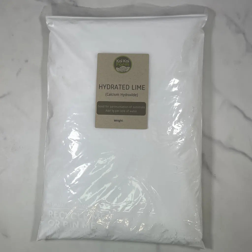 1KG bag of hydrated lime (Calcium Hydroxide) with resealable lip