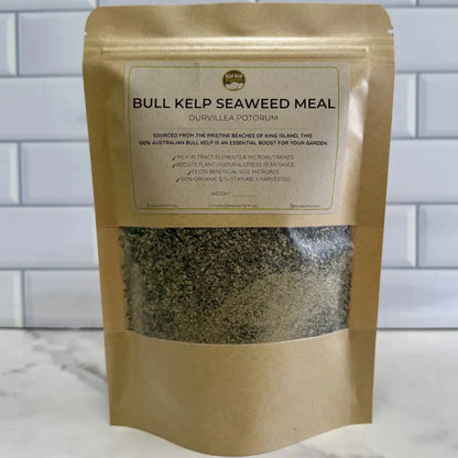 Kraft paper package of Durvillea Potorum Bull Kelp Seaweed Meal