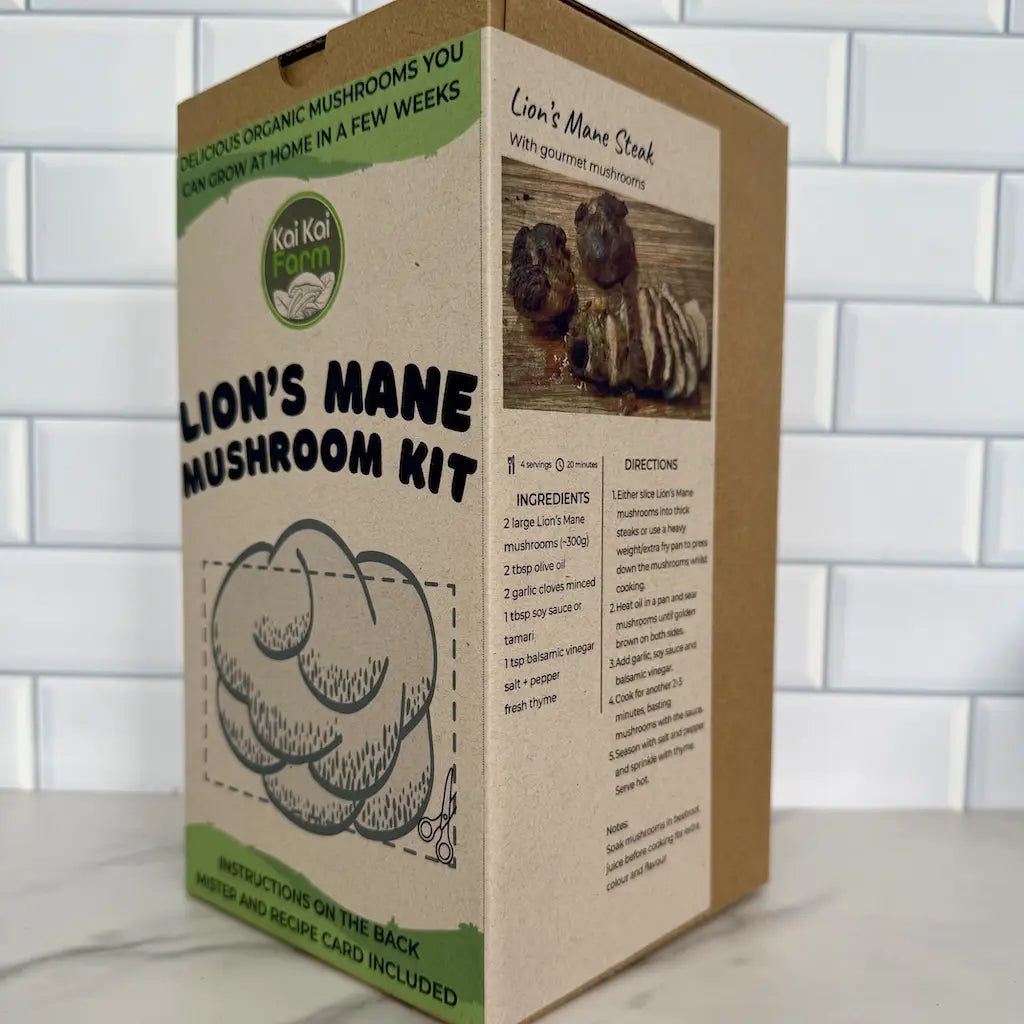 Organic Lion's Mane Mushroom Grow Kit Box Receipe