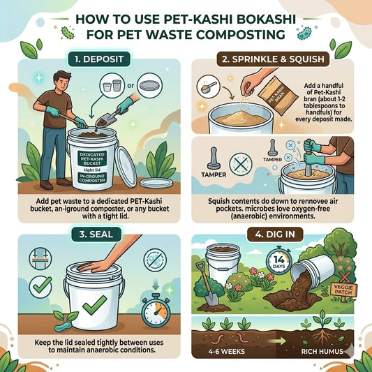 Pet-Kashi | Organic Pet Waste Bokashi Bran | Microbial Composting Catalyst Kai Kai Farm