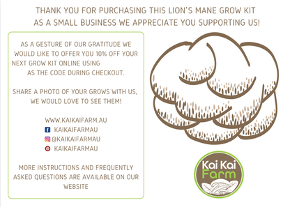 Thank you for purchasing Lion's Mane mushroom grow kit